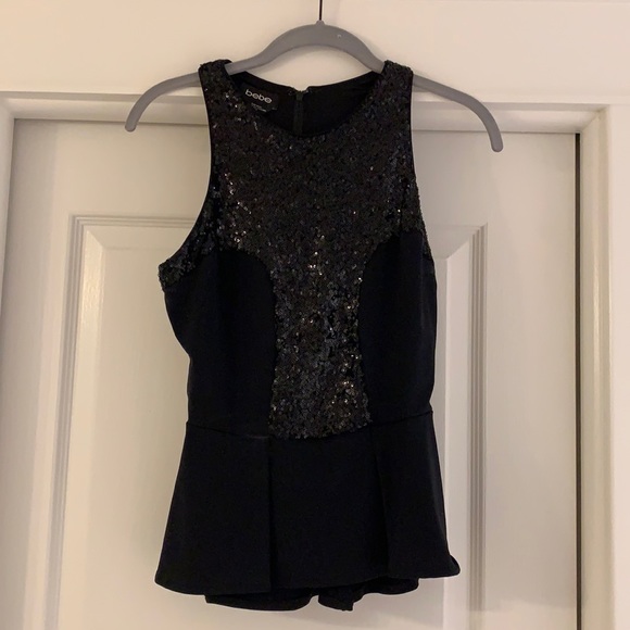 Bebe sequin racer back sleeveless top - Picture 1 of 3